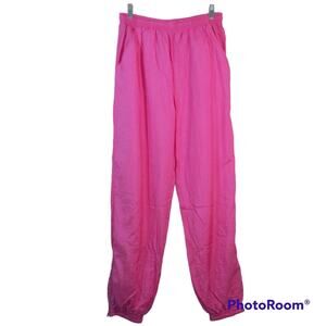Vintage Lady Foot Locker 90's Hot Pink Barbie Core Windbreaker Joggers Size M